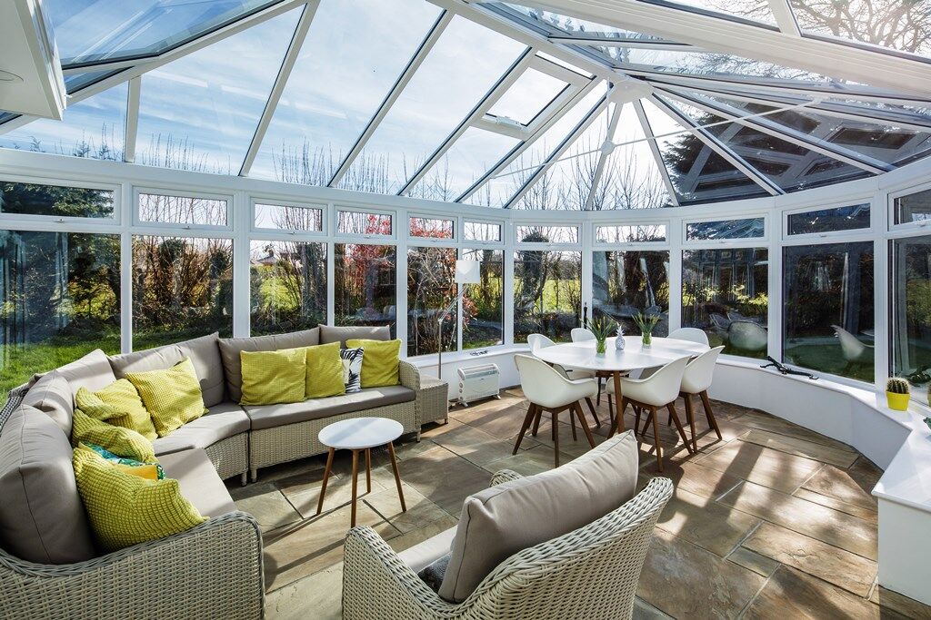 Bright modern conservatory interior